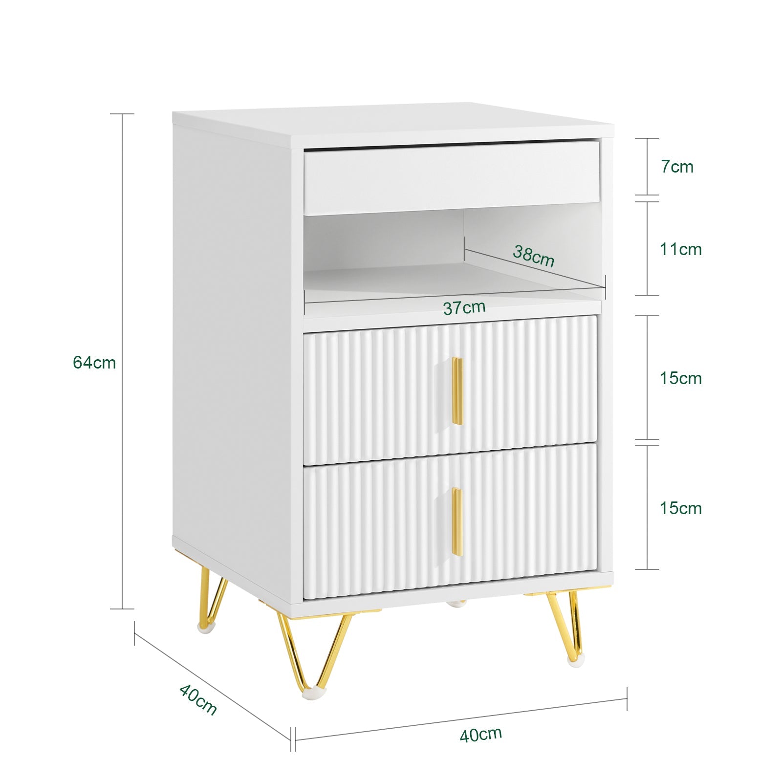 SoBuy | Table de chevet à 3 tiroirs | Table d'appoint | Table d'appoint | Blanc | FBT168-W
