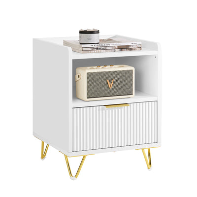 SoBuy | Table de chevet avec 1 tiroir et compartiment de rangement | Table d'appoint pour canapé | Table d'appoint | Blanc | L40 x P40 x H51 cm | FBT169-W