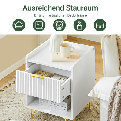 SoBuy | Table de chevet avec 1 tiroir et compartiment de rangement | Table d'appoint pour canapé | Table d'appoint | Blanc | L40 x P40 x H51 cm | FBT169-W