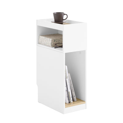 Vorverkauf | SoBuy | Schmaler Nachttisch | mit Schublade und Ablage | Weiß-Natur | FBT171-WN