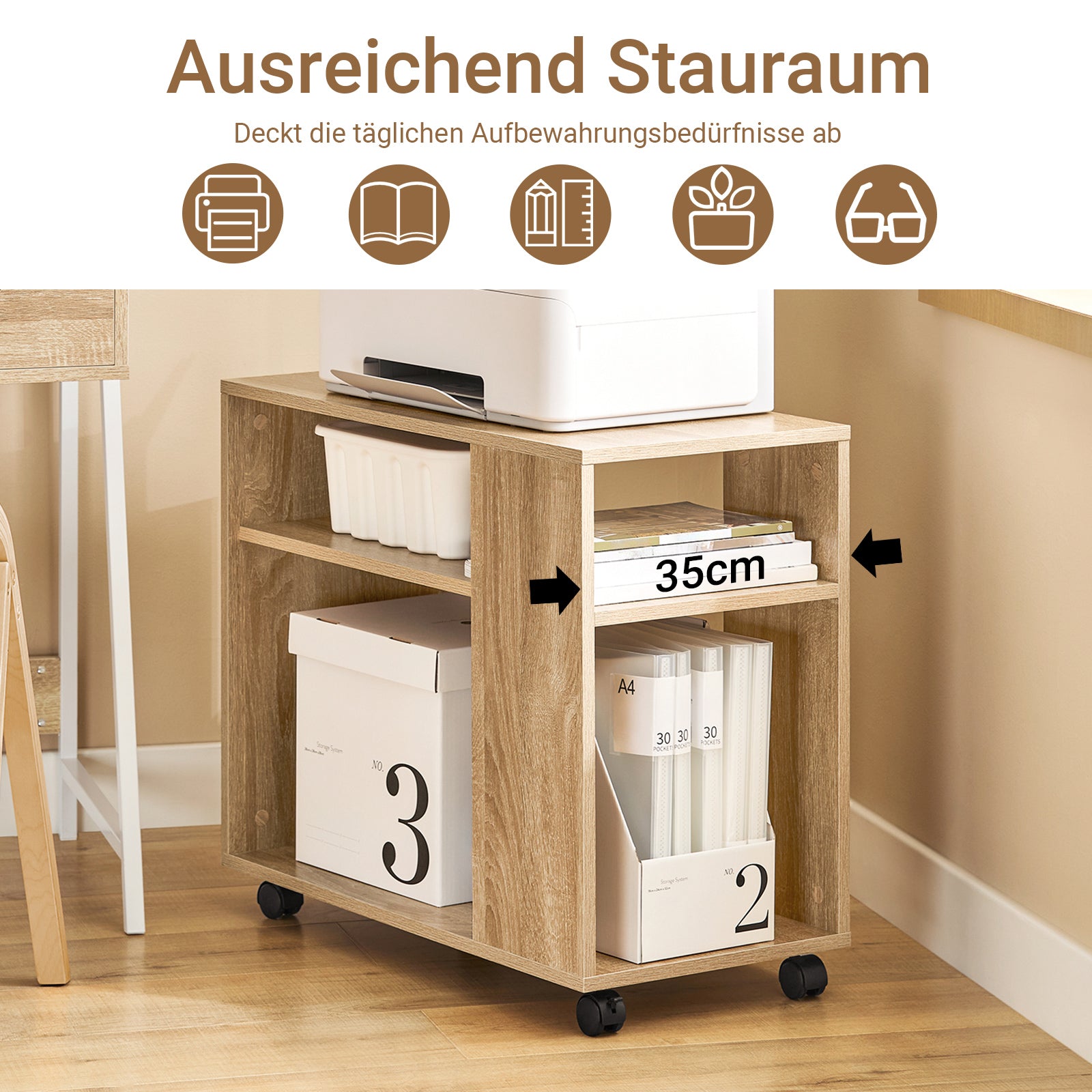Vorverkauf | SoBuy | Beistelltisch mit Rollen | Druckertisch | Couchtisch Holz | FBT34-N