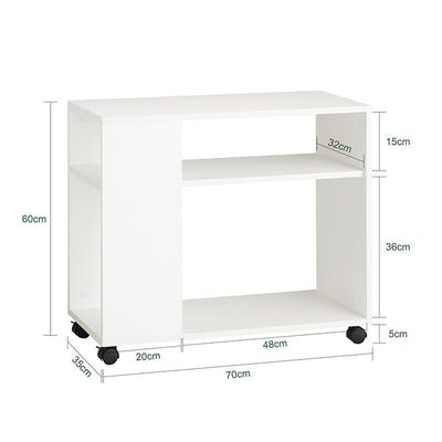 SoBuy | Beistelltisch mit Rollen | Druckertisch | Couchtisch Weiß | FBT34-W