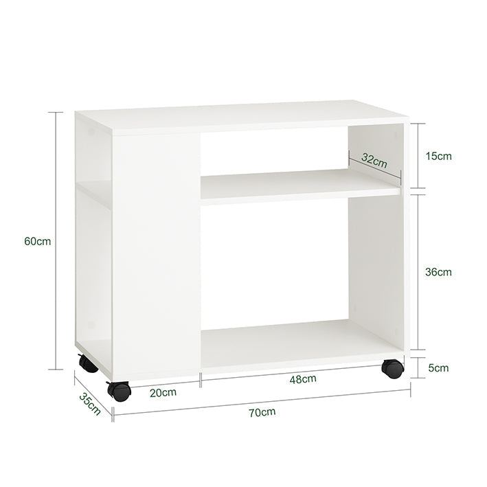 SoBuy | Tavolino con rotelle | Tavolino da stampante | Tavolino da caffè bianco | FBT34-W