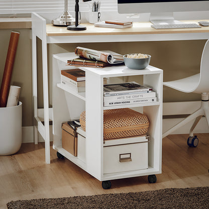 SoBuy | Beistelltisch mit Rollen | Druckertisch | Couchtisch Weiß | FBT34-W