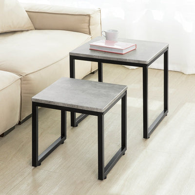 SoBuy | 2 tables gigognes | Table d'appoint | Table basse gris | FBT42-HG