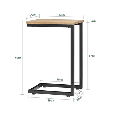 SoBuy | Table d'appoint en métal | Table basse de canapé | Table d'ordinateur portable | Naturel/Noir | FBT44-N