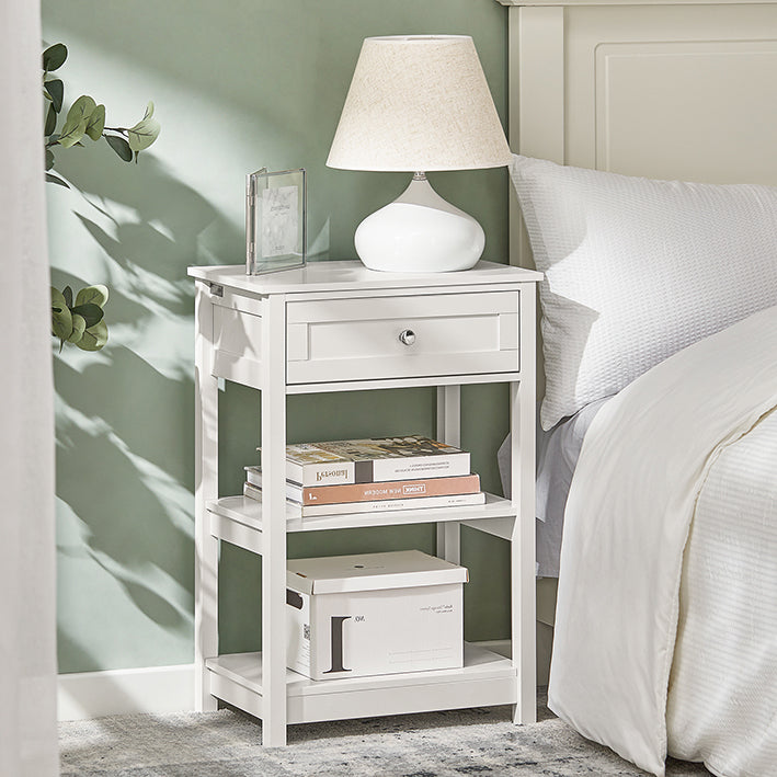 SoBuy | Comodino | Per camera da letto | Tavolino da salotto | Tavolino d'appoggio bianco | FBT46-W