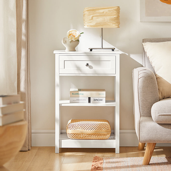 SoBuy | Comodino | Per camera da letto | Tavolino da salotto | Tavolino d'appoggio bianco | FBT46-W