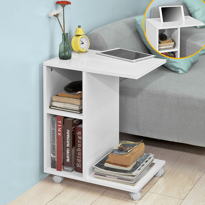 SoBuy | Tavolino per iPad | Tavolino da divano con ruote | Portariviste bianco | FBT48-W