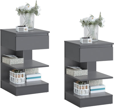 SoBuy | Lot de 2 tables de chevet étroites | Table d'appoint | Commode grise | FBT49-HGx2