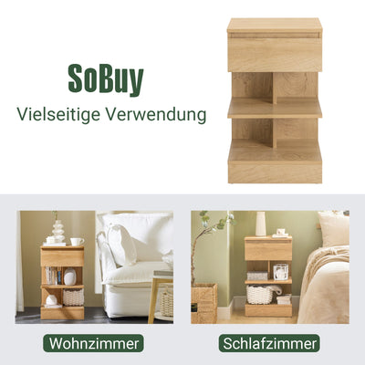 SoBuy | Table de chevet | Commode de nuit | Table d'appoint | Commode Nature | FBT49-N