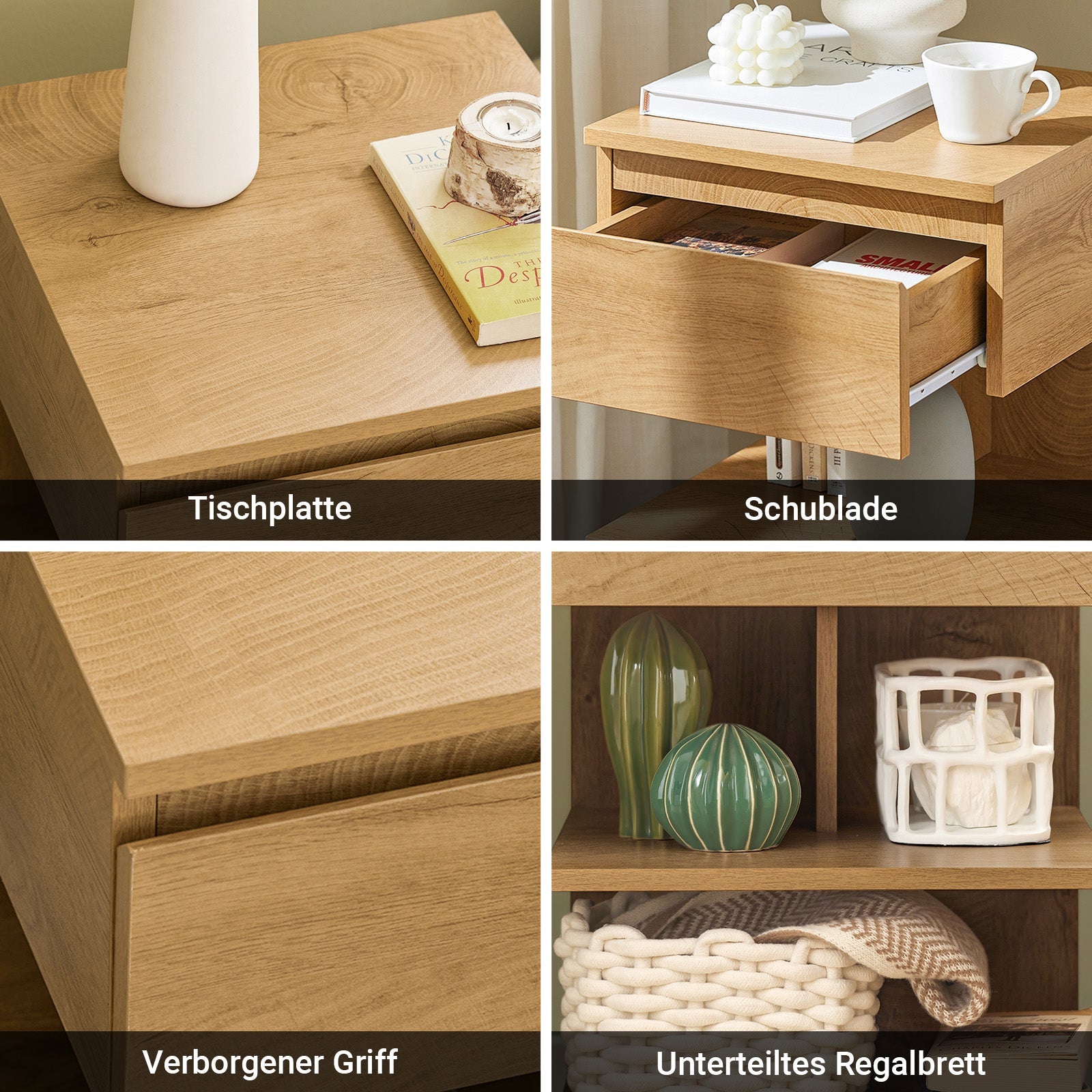 SoBuy | Table de Chevet | Chevet | Table d'Appoint | Commode Nature | FBT49-Nx2