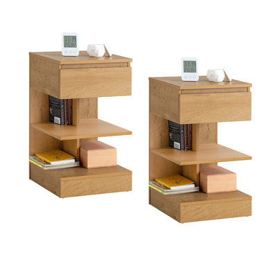SoBuy | Table de Chevet | Chevet | Table d'Appoint | Commode Nature | FBT49-Nx2