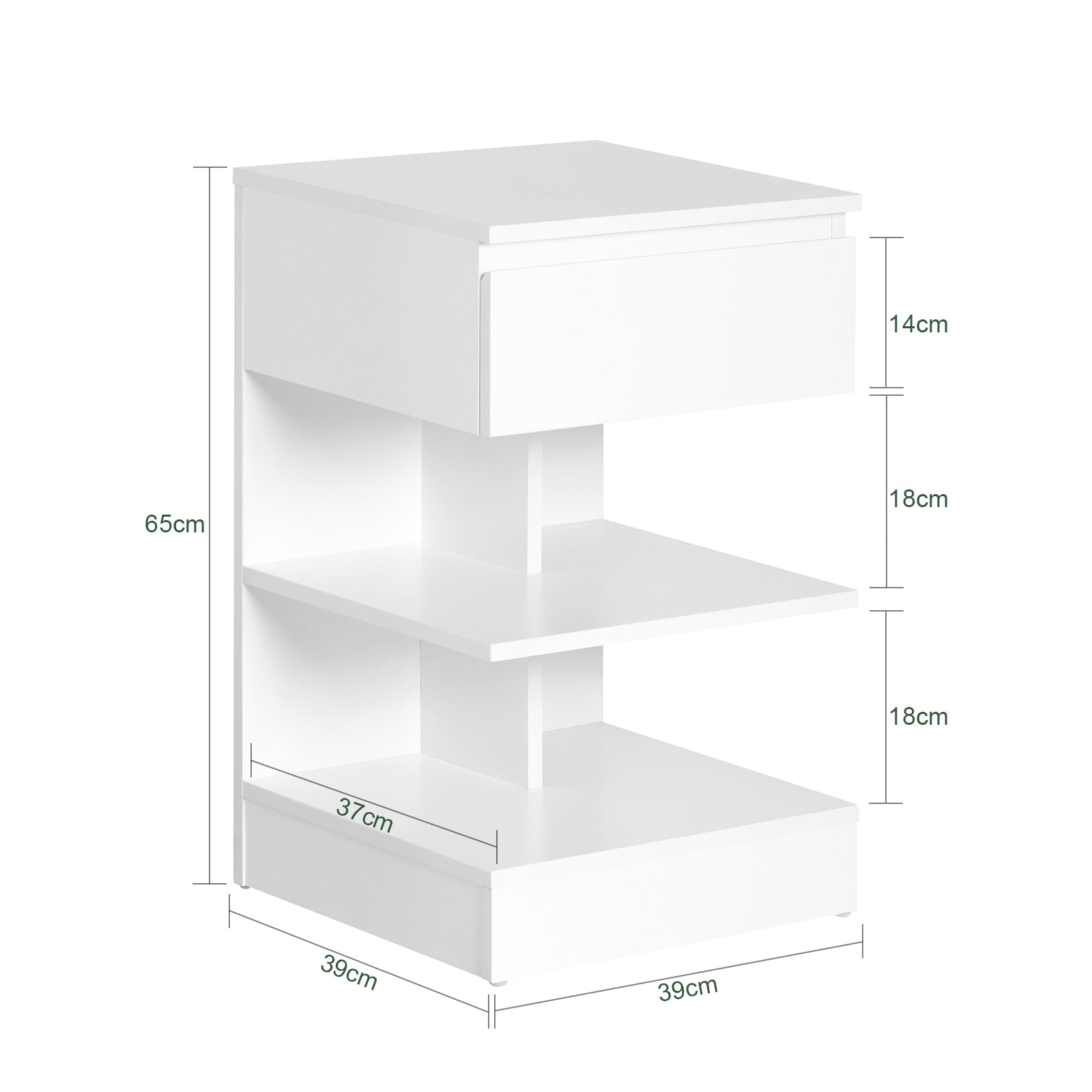 SoBuy | Table de Chevet | Pour la Chambre à Coucher | Table d'Appoint | Commode Blanche | FBT49-Wx2