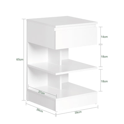 SoBuy | Table de Chevet | Pour la Chambre à Coucher | Table d'Appoint | Commode Blanche | FBT49-Wx2