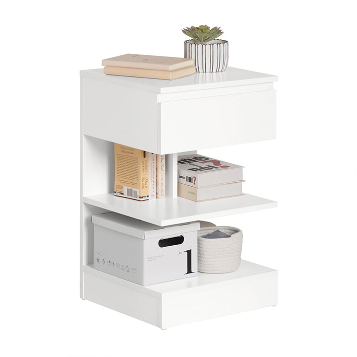 SoBuy | Comodino | Per camera da letto | Tavolino | Cassettiera bianco | FBT49-W