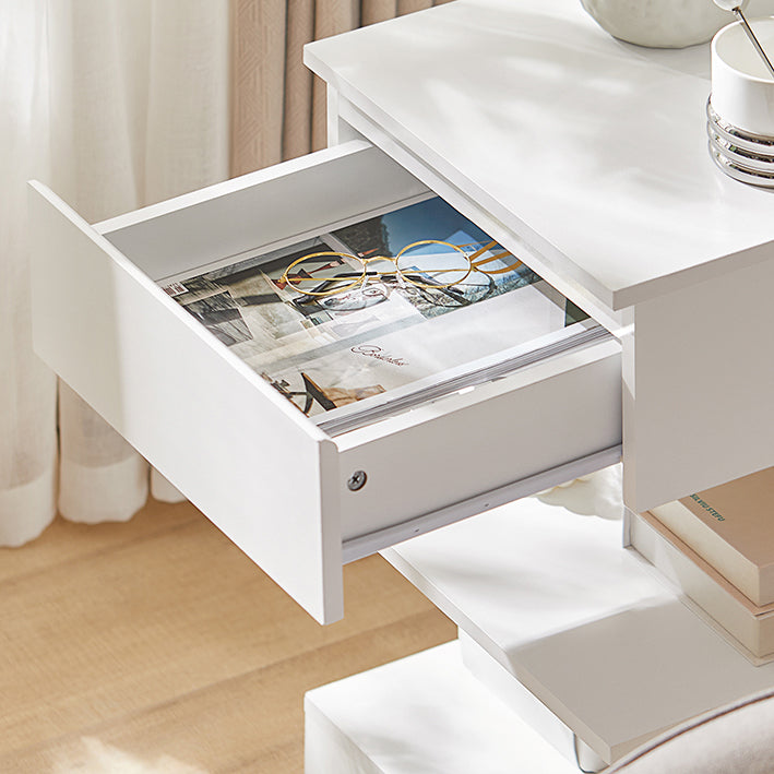 SoBuy | Table de Chevet | Pour la Chambre à Coucher | Table d'Appoint | Commode Blanche | FBT49-Wx2