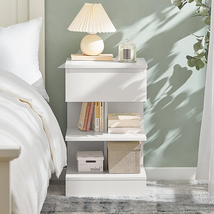 SoBuy | Table de Chevet | Pour la Chambre à Coucher | Table d'Appoint | Commode Blanche | FBT49-Wx2