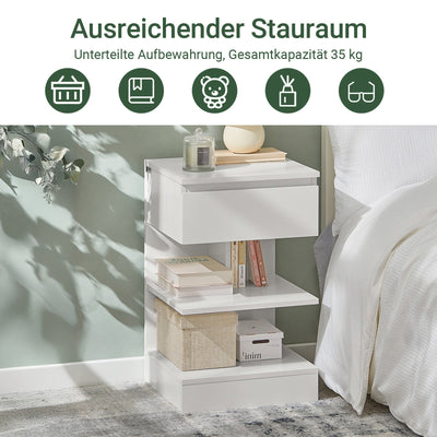 SoBuy | Table de Chevet | Pour la Chambre à Coucher | Table d'Appoint | Commode Blanche | FBT49-Wx2