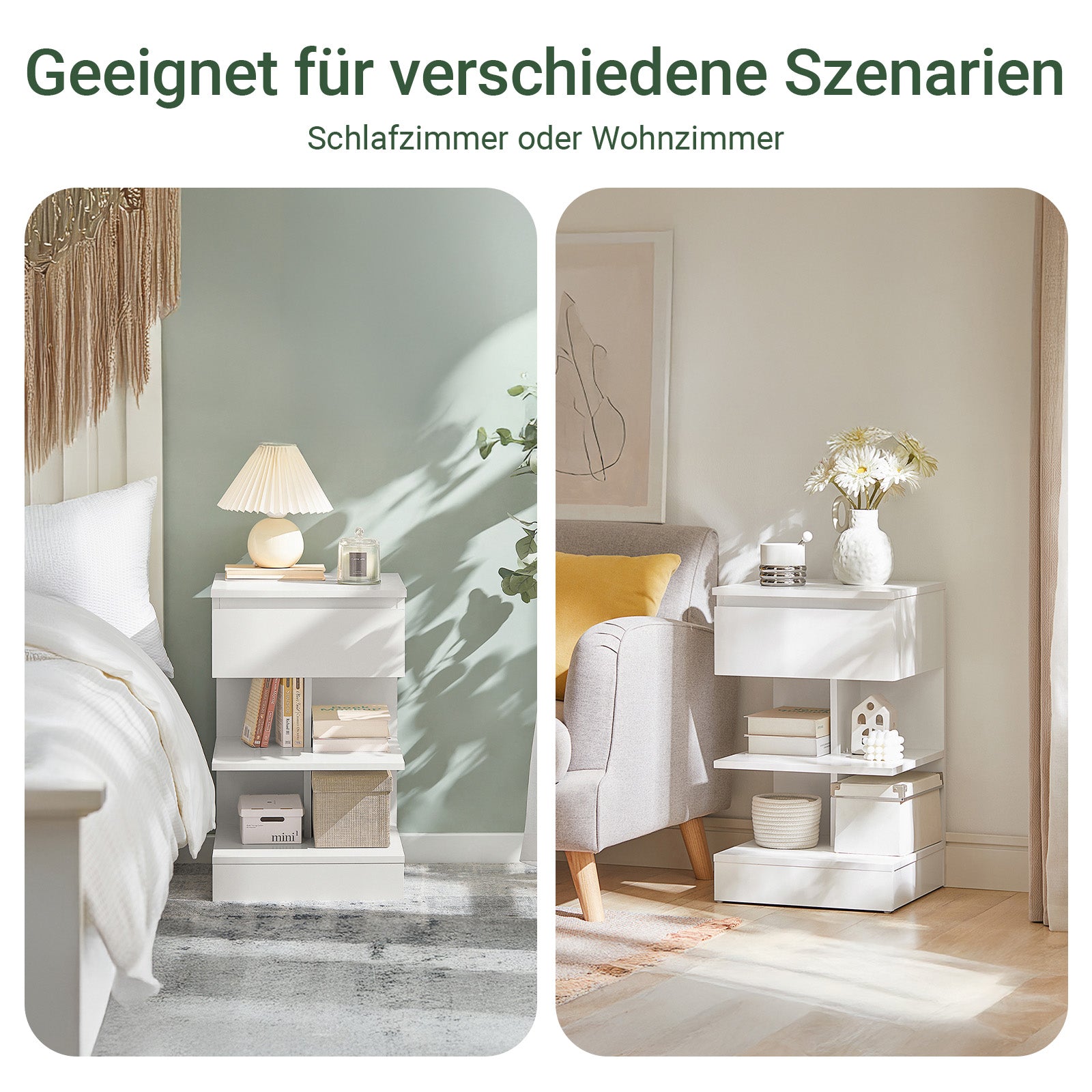SoBuy | Table de Chevet | Pour la Chambre à Coucher | Table d'Appoint | Commode Blanche | FBT49-Wx2