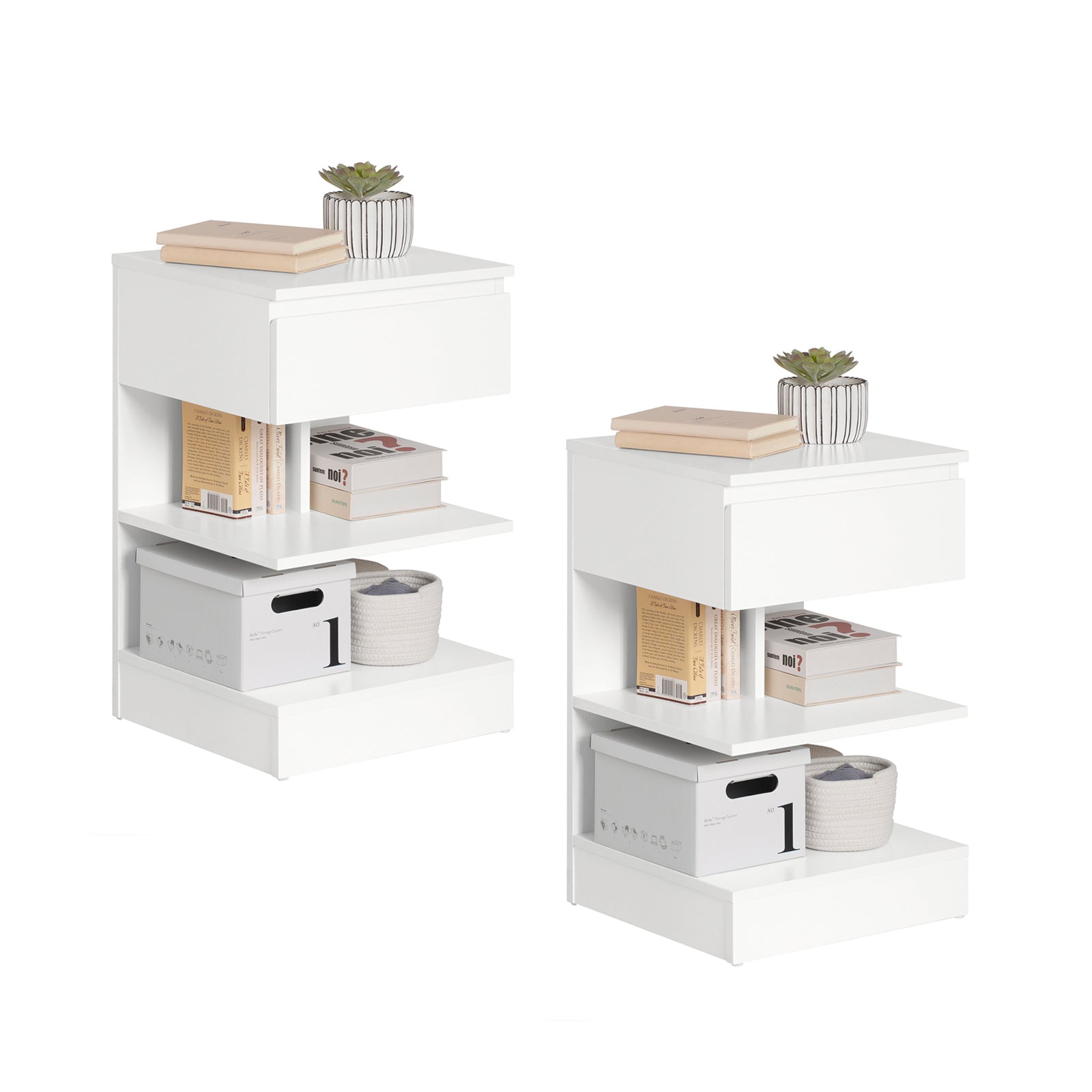 SoBuy | Table de Chevet | Pour la Chambre à Coucher | Table d'Appoint | Commode Blanche | FBT49-Wx2