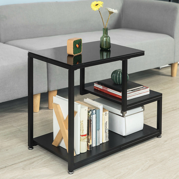SoBuy | Tavolino | Tavolino in vetro | Tavolino da caffè nero | FBT65-SCH