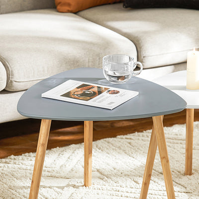 SoBuy | Lot de 2 tables d'appoint | Tables gigognes | Tables basses | Gris clair et blanc | FBT74-HG 