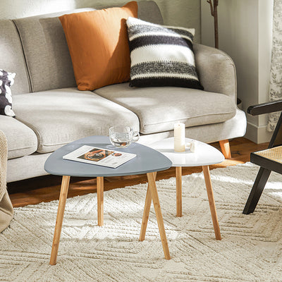 SoBuy | Lot de 2 tables d'appoint | Tables gigognes | Tables basses | Gris clair et blanc | FBT74-HG 