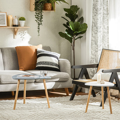 SoBuy | Lot de 2 tables d'appoint | Tables gigognes | Tables basses | Gris clair et blanc | FBT74-HG 