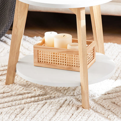 SoBuy | Set di 2 tavolini da caffè | Tavolino laterale | Legno di gomma | Bianco | FBT75-W