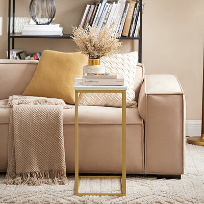 SoBuy | Table d'appoint | Table de soin avec structure métallique dorée | Table basse canapé | FBT87-G