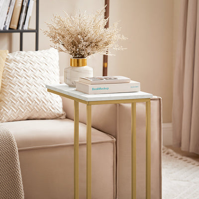 SoBuy | Table d'appoint | Table de soin avec structure métallique dorée | Table basse canapé | FBT87-G
