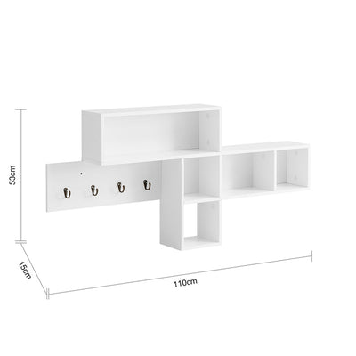 SoBuy | Patère murale | Étagère suspendue | Meuble d'entrée blanc | FHK17-W
