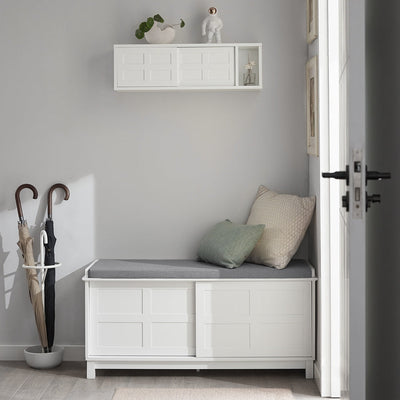SoBuy | Portemanteau mural | Étagère suspendue | Meuble d'entrée blanc | FHK18-W