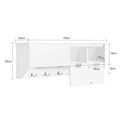 SoBuy | Porte-manteau mural | Étagère suspendue | Porte-manteau d'entrée blanc | FHK24-W