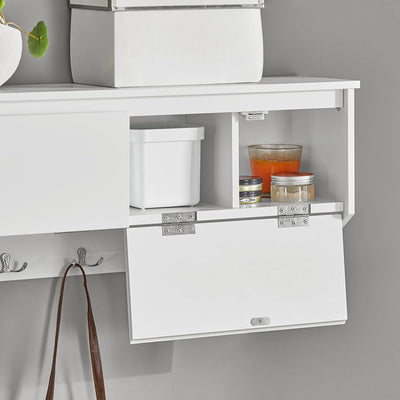 SoBuy | Portemanteau mural | Étagère suspendue | Meuble d'entrée blanc | FHK24-W