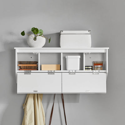 SoBuy | Portemanteau mural | Étagère suspendue | Meuble d'entrée blanc | FHK24-W