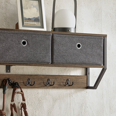 SoBuy | Patère murale | Étagère murale | Portemanteau d'entrée vintage | FHK26-N