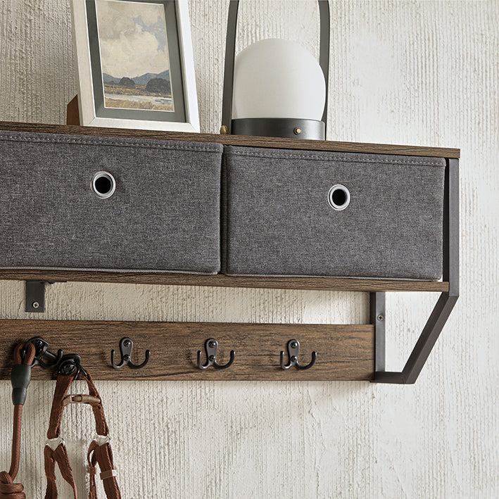 SoBuy | Patère murale | Étagère murale | Portemanteau d'entrée vintage | FHK26-N