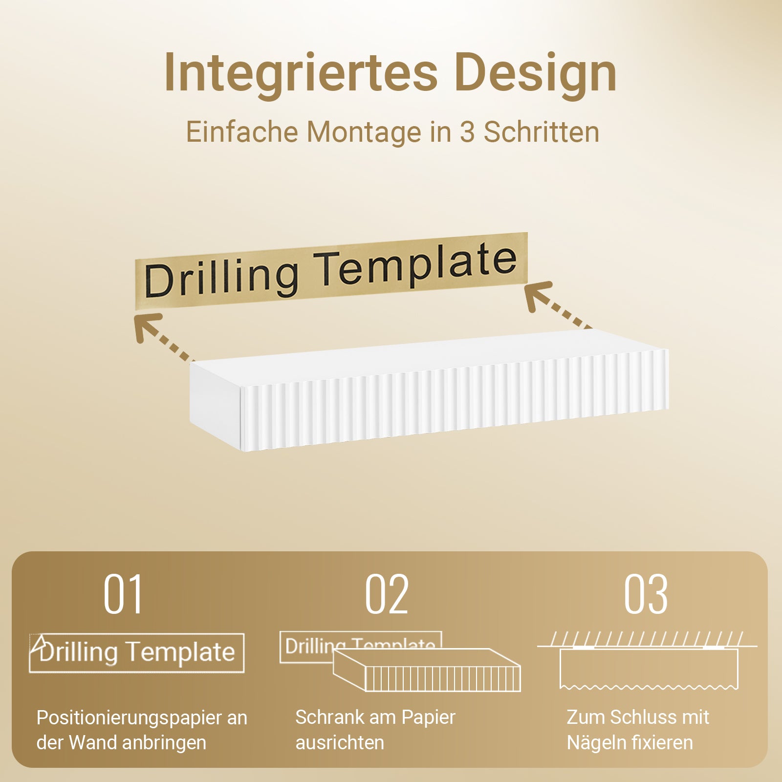 SoBuy | Schweberegal | mit Schublade | LED-Bewegungssensor-Licht | Wandschublade | Wandregal Weiß | FHK38-W