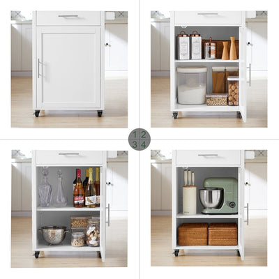 SoBuy | Carrello da cucina | Carrello di servizio | Carrello portaoggetti | Bianco-Naturale | FKW102-WN