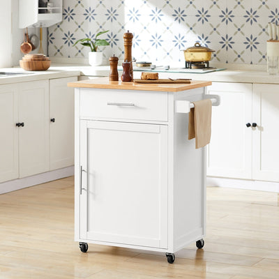 SoBuy | Carrello da cucina | Carrello di servizio | Carrello portaoggetti | Bianco-Naturale | FKW102-WN
