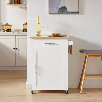 SoBuy | Carrello da cucina | Carrello di servizio | Carrello portaoggetti | Bianco-Naturale | FKW102-WN