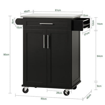 SoBuy | Carrello da cucina | Carrello per bevande da ufficio | Carrello di servizio nero | FKW110-SCH