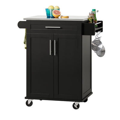 SoBuy | Carrello da cucina | Carrello per bevande da ufficio | Carrello di servizio nero | FKW110-SCH
