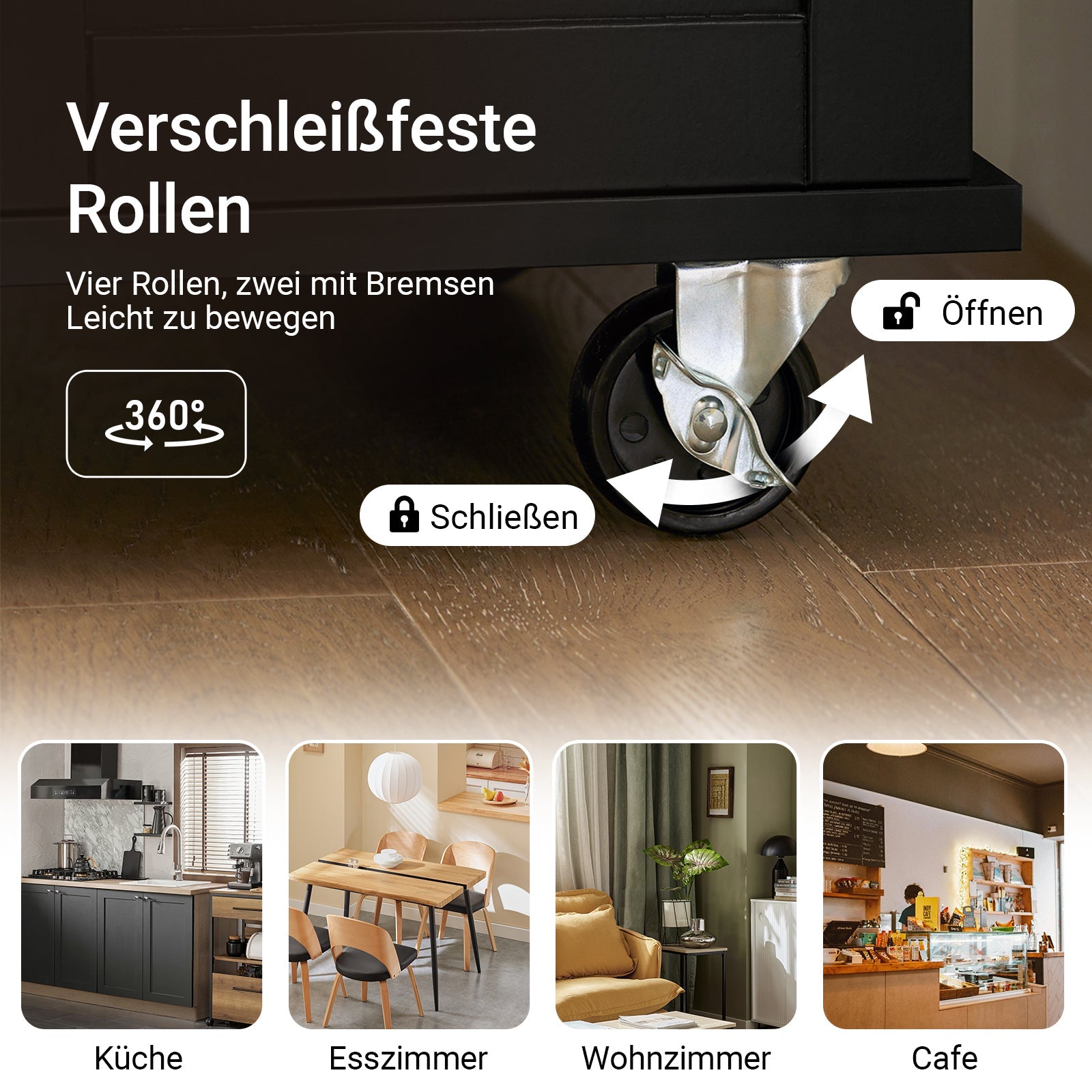 SoBuy | Carrello da cucina | Carrello per bevande da ufficio | Carrello di servizio nero | FKW110-SCH
