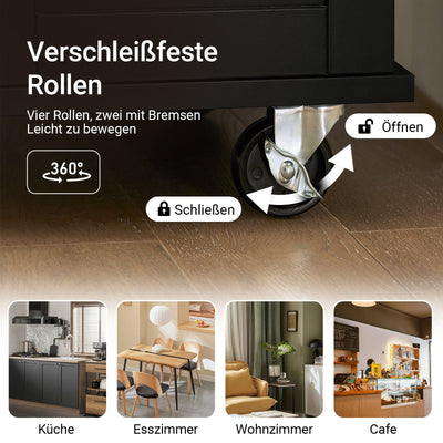 SoBuy | Carrello da cucina | Carrello per bevande da ufficio | Carrello di servizio nero | FKW110-SCH
