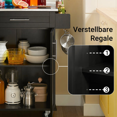 SoBuy | Carrello da cucina | Carrello per bevande da ufficio | Carrello di servizio nero | FKW110-SCH