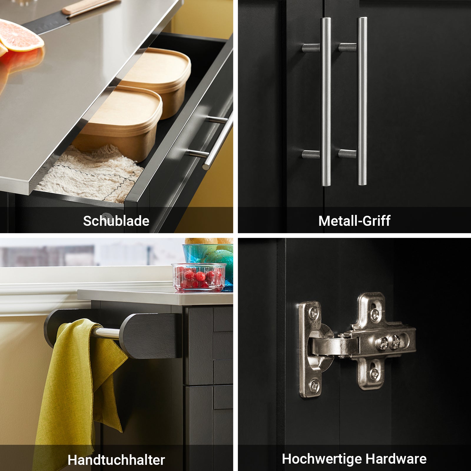 SoBuy | Chariot de cuisine | Chariot à boissons de bureau | Chariot de service noir | FKW110-SCH