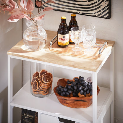 SoBuy | Chariot de cuisine à 2 tiroirs | Chariot de service | Blanc naturel | FKW111-WN 